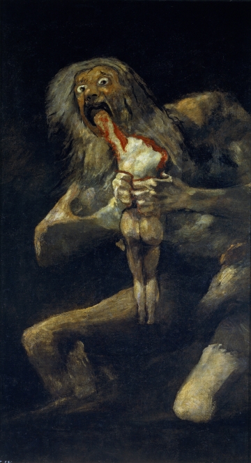 ▲프란시스코 고야, ‘자식을 잡아먹는 크로노스’, 1819~1823, 143.5x81.4cm, 스페인 프라도 미술관.
