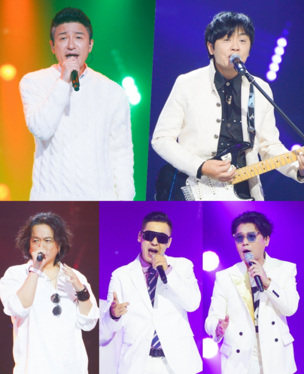 ▲‘국가가 부른다’ 이상우, 이범학, 김준선, 노이즈 멤버 한상일, 최용준(사진제공=TV조선)