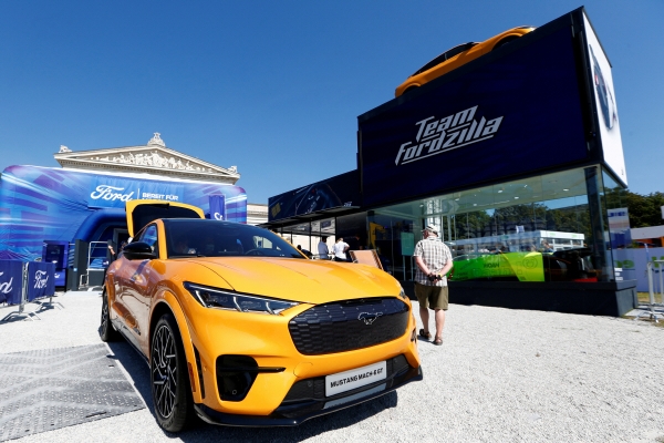 ▲포드의 머스탱 마하-E GT가 독일 뮌헨 오토쇼에 전시돼 있다. 뮌헨(독일)/로이터연합뉴스
