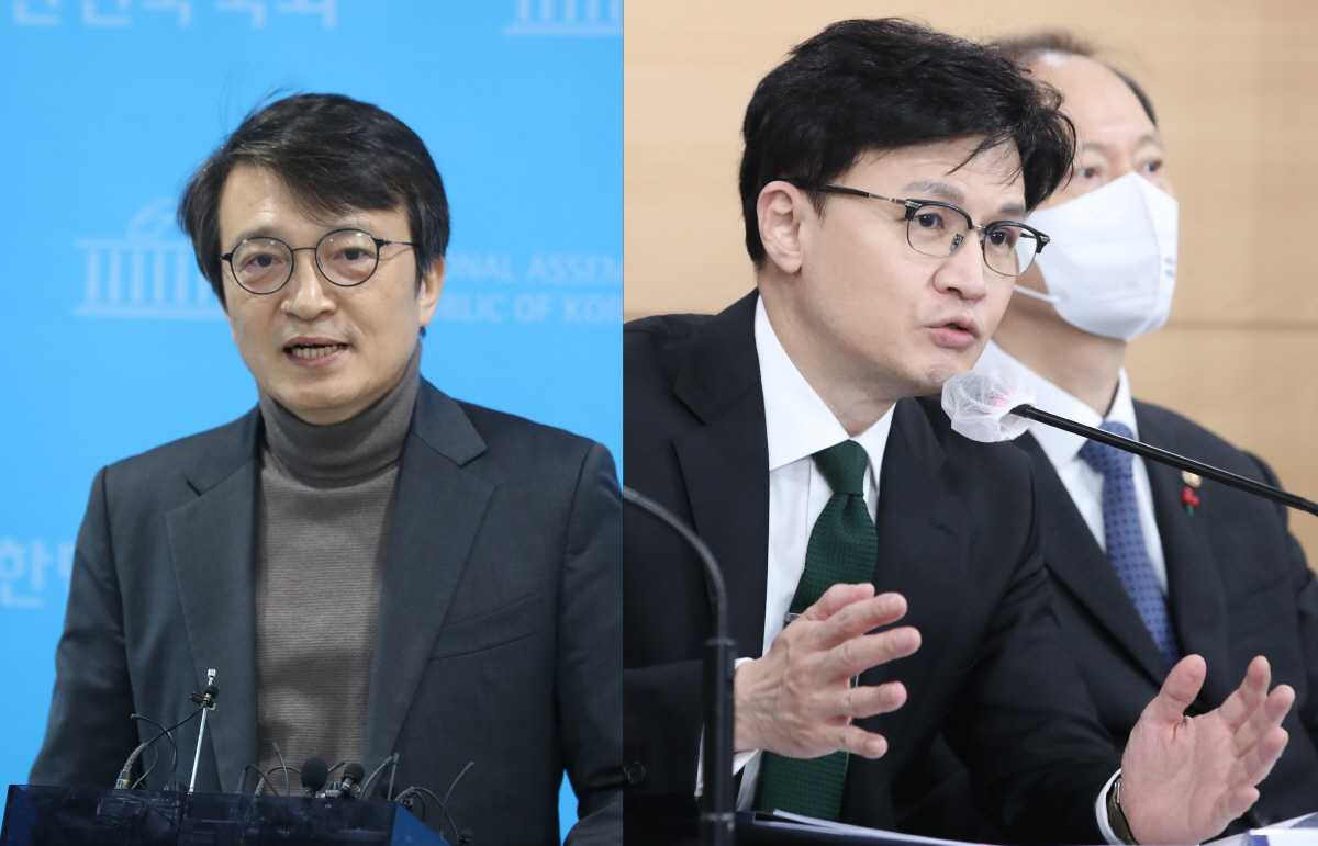 ▲김의겸 더불어민주당 의원(왼쪽)과 한동훈 법무부 장관(뉴시스)
