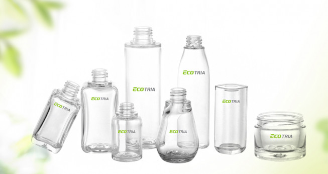 ▲SK케미칼 코폴리에스터 소재로 만들어진 화장품 용기. (사진제공=SK케미칼)