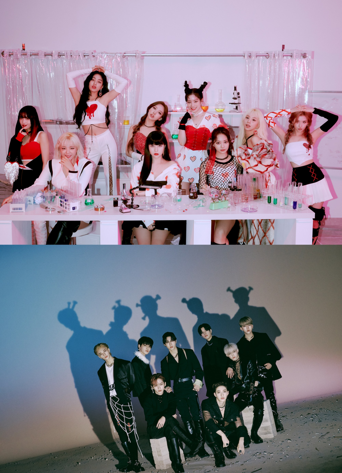 ▲트와이스(위), 스트레이키즈. (사진지공=JYP엔터테인먼트)