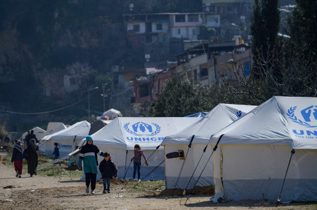 ▲15일(현지시간) 튀르키예 하타이주 안타키아에 구호 텐트가 세워져 있다. 안타키아(튀르키예)/AFP연합뉴스