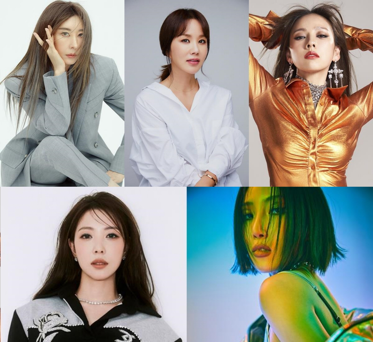 ▲가수 김완선, 엄정화, 이효리, 보아, 화사. (사진제공=KWSunflower, 사람엔터테인먼트, TEO, SM엔터테인먼트, RBW)
