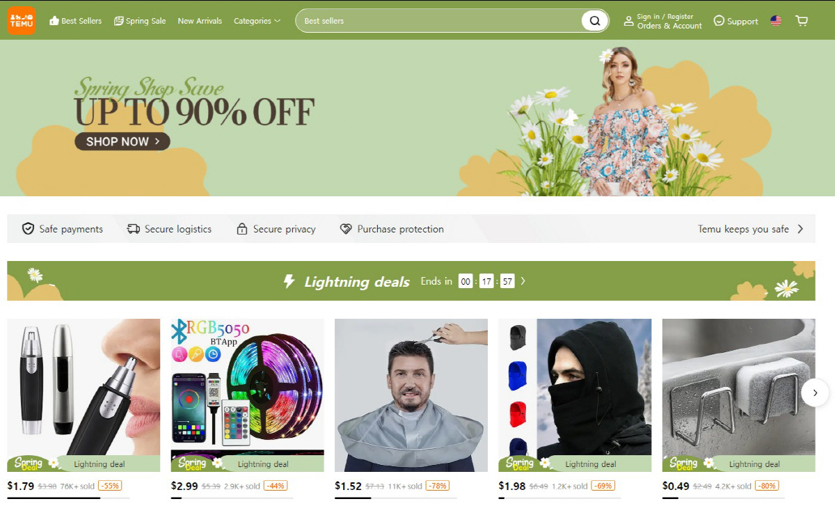 ▲(출처=‘테무(Temu)’ 홈페이지 캡처)