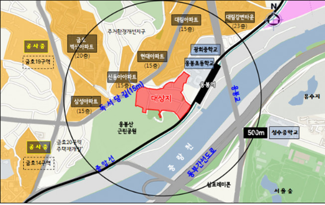 ▲서울 성동구 응봉1구역 위치도 (자료제공=서울정비사업몽땅)