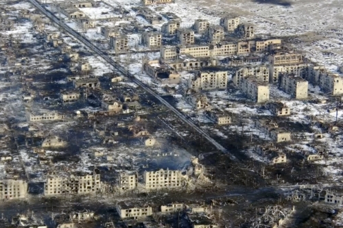 ▲우크라이나 마린카가 러시아 공격으로 파괴됐다. 마린카/AP연합뉴스
