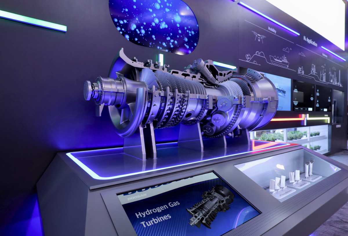 ▲두산에너빌리티 수소터빈 모형(사진제공=두산그룹)
