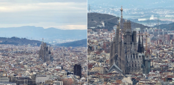 ▲경 사장이 갤럭시S23 시리즈로 찍은 바르셀로나 대성당 사진(왼쪽 3배줌, 오른쪽 50배 줌).  (사진=경계현 사장 인스타그램 캡처)