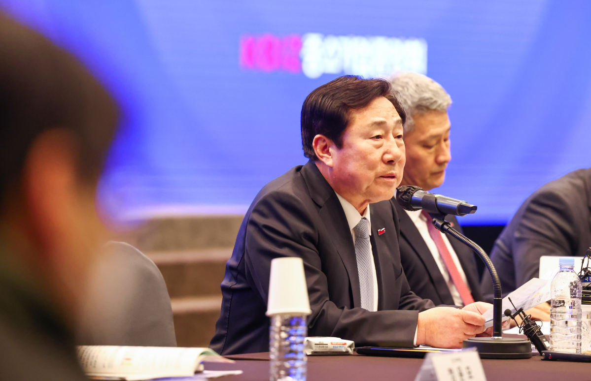 ▲김기문 중소기업중앙회장이 기자간담회에서 발언하고 있다 (사진제공=중소기업중앙회)