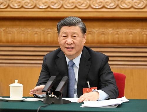 ▲시진핑 중국 국가주석이 5일 제14기 전인대 1차 회의 장쑤 대표단 심의에 참석했다. 베이징/신화연합뉴스

