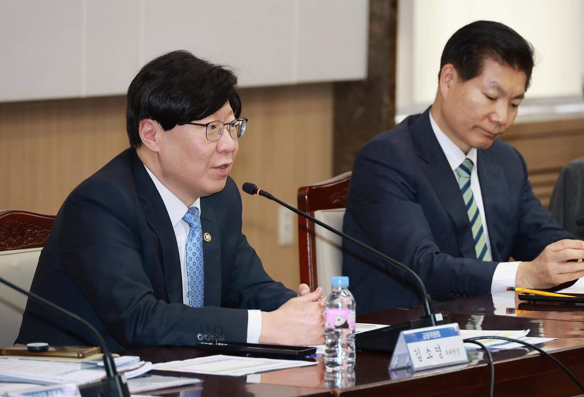 ▲김소영 금융위원회 부위원장이 8일 오후 서울 종로구 정부서울청사에서 개최한 은행권 경영·영업 관행·제도 개선 실무작업반 제2차 회의에서 은행권·비은행권 경쟁 촉진 방안 및 대환대출인프라 구축 현황 및 확대계획에 대해 논의했다. (금융위원회)