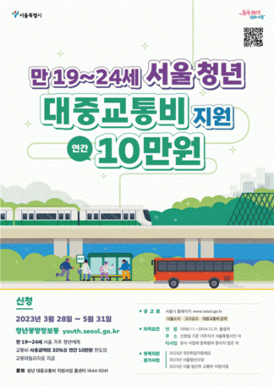 ▲2023년 청년 대중교통비 지원사업 포스터. (자료제공=서울시)