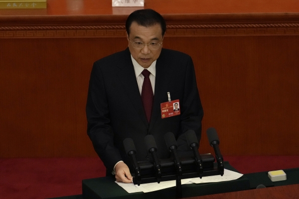 ▲5일 리커창 중국 총리가 전국인민대표대회(전인대) 개막식에서 연설하고 있다. 베이징/AP뉴시스
