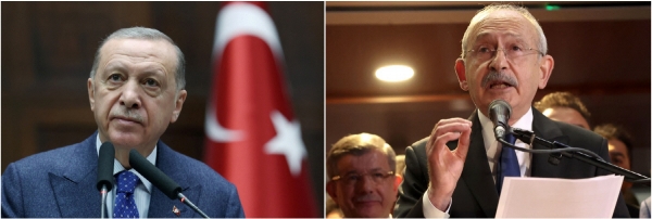 ▲레제프 타이이프 에르도안(왼쪽) 튀르키예 대통령과 케말 클르츠다로울루 공화인민당(CHP) 대표. 로이터·AFP연합뉴스
