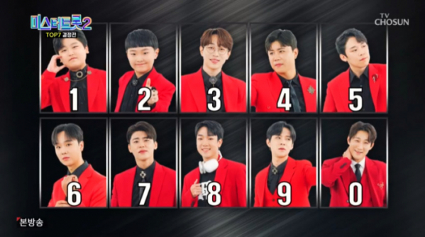▲'미스터트롯2' 투표 번호(사진=TV조선 방송화면 캡처)