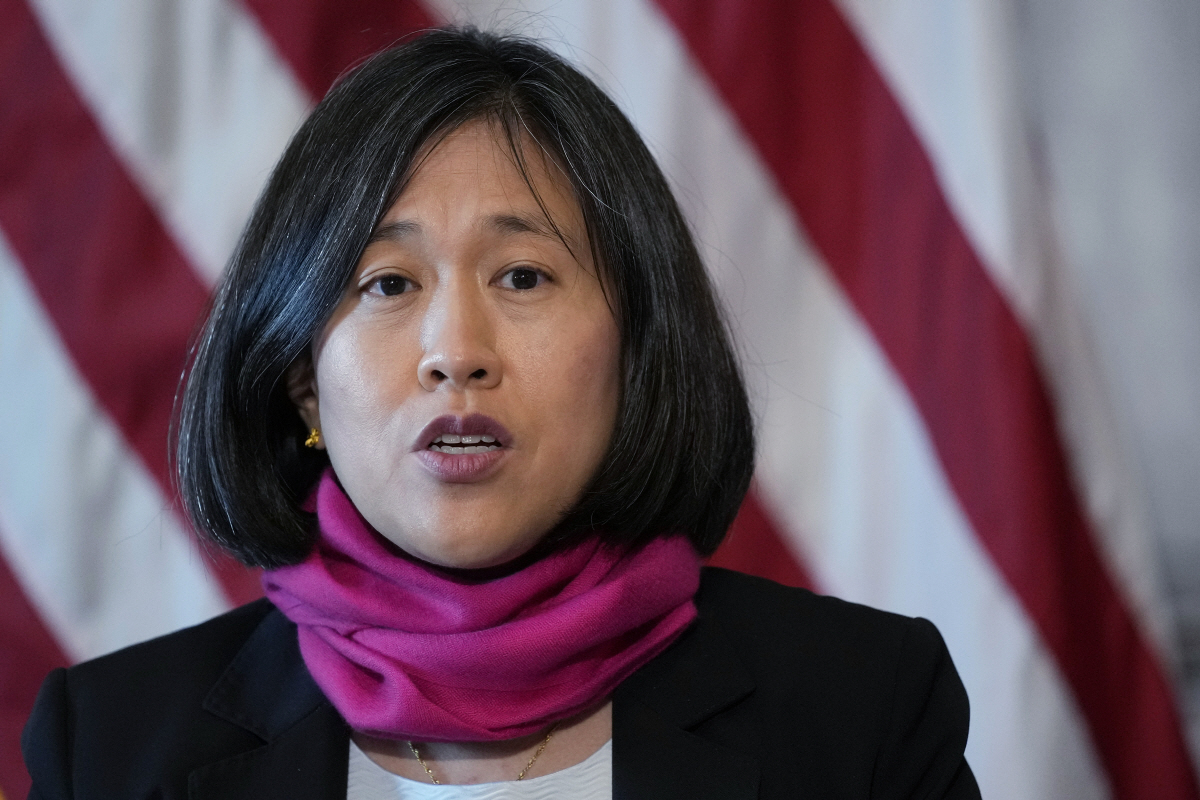 ▲캐서린 타이 미국 무역대표부(USTR) 대표가 1월 6일 백악관에서 발언하고 있다. 워싱턴D.C./AP연합뉴스
