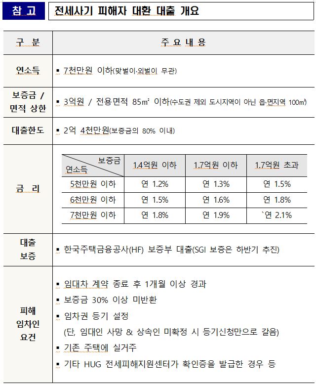 ▲전세사기 피해자 대환 대출 개요 (자료제공=국토교통부)