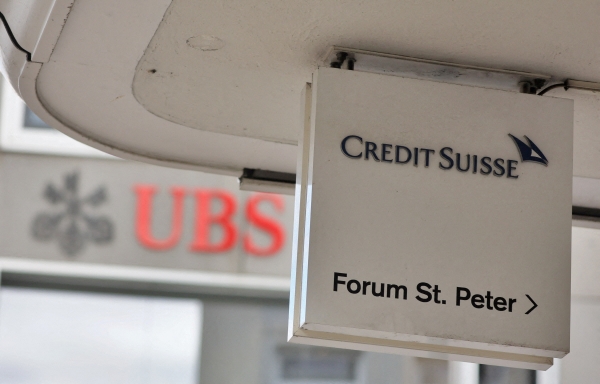▲스위스 취리히에서 UBS와 크레디트스위스(CS) 간판이 나란히 보인다. 취리히/로이터연합뉴스
