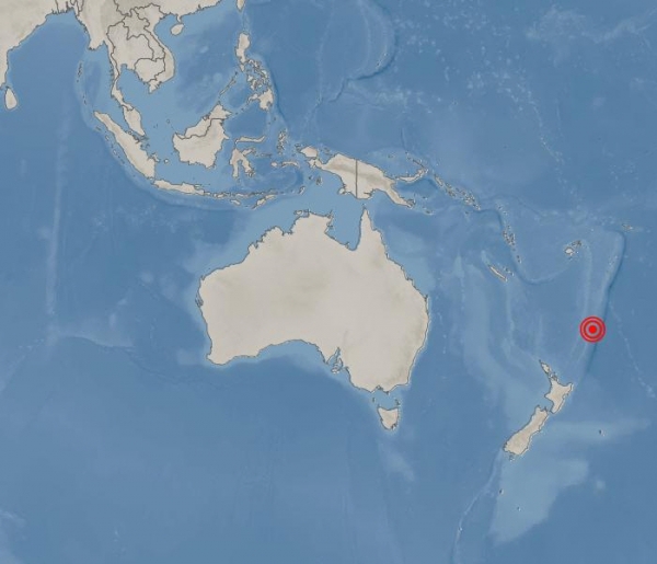 ▲뉴질랜드 케르마덱 제도 인근에서 발생한 지진 위치. 출처 기상청 홈페이지
