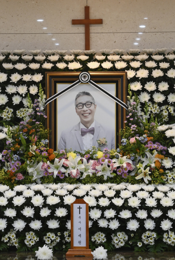 ▲개그맨 고(故) 서세원의 빈소가 30일 서울 아산병원 장례식장에 마련돼 있다.  (사진=사진공동취재단, 뉴시스)