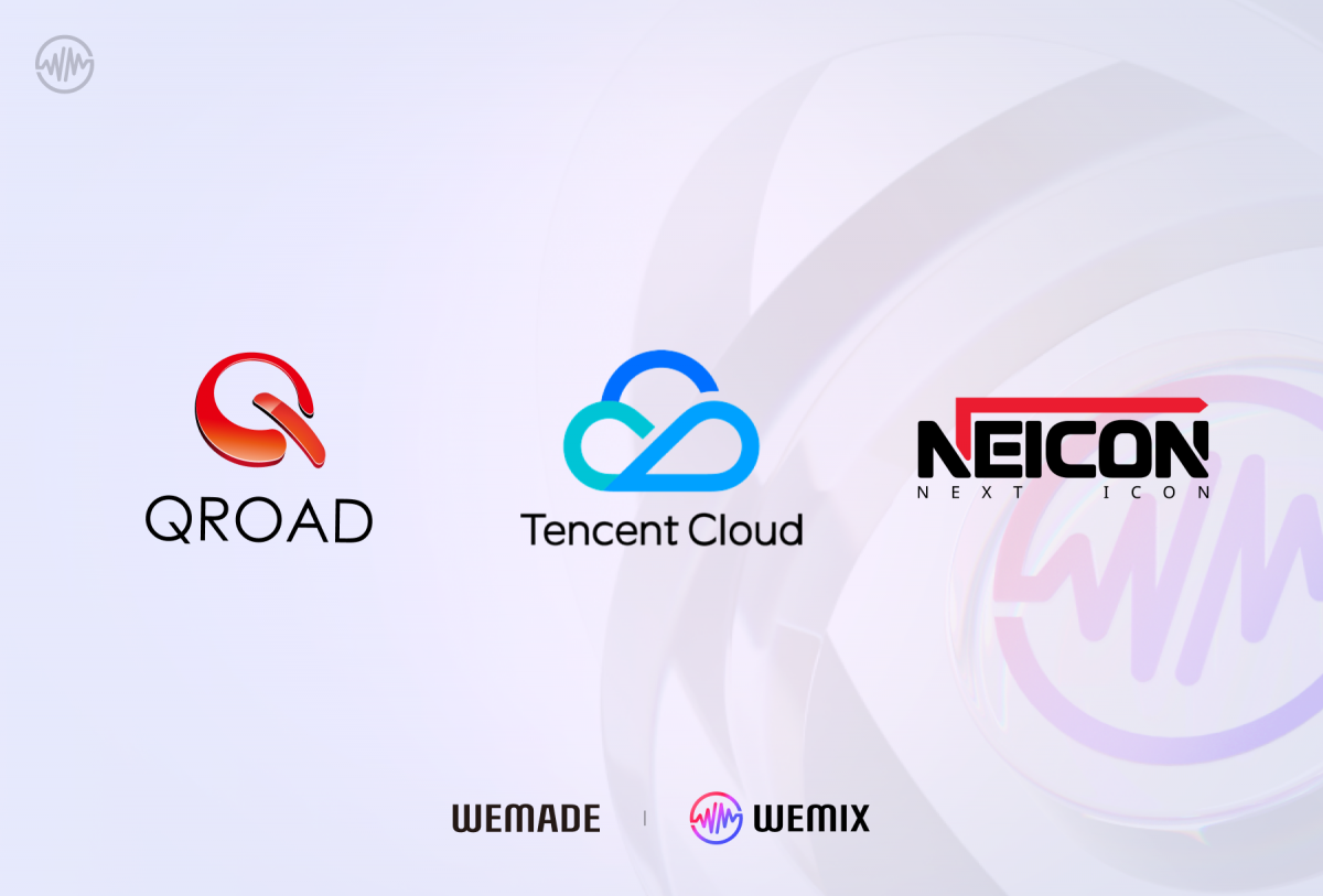 ▲위메이드가 (왼쪽부터) 큐로드, 텐센트 클라우드, 네이콘과 위믹스 플레이 사업 협력을 위한 MOU를 체결했다고 17일 밝혔다. (사진제공=위메이드)