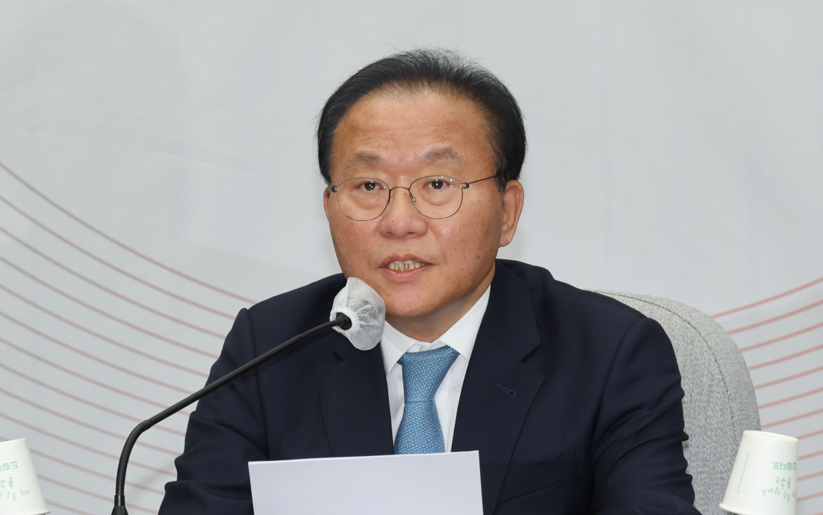 ▲국민의힘 윤재옥 원내대표가 26일 오전 서울 여의도 국회에서 열린 원내대책회의에서 발언하고 있다. (연합뉴스)