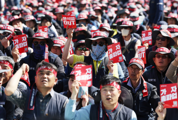 ▲노동자의 날인 1일 민주노총 주최로 2023 세계 노동절 대회가 열리고 있다 (사진=연합뉴스)