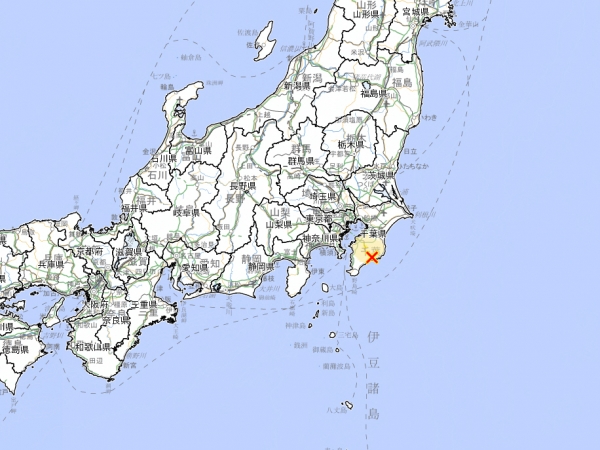 ▲11일 오전 4시 16분 일본 지바현 키사라즈시에서 규모 5.2 지진이 발생했다. 일본 기상청 홈페이지 캡처.
