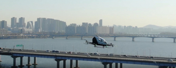 ▲도심항공교통(UAM·Urban Air Mobility) 시범비행 모습. (자료제공=서울시)
