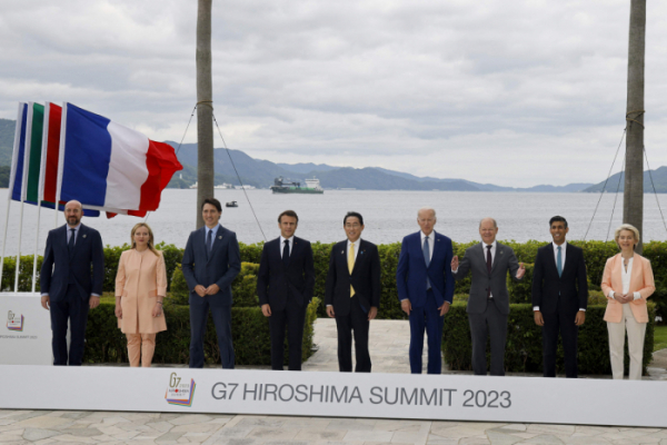 ▲주요 7개국(G7) 정상회의가 열리고 있는 일본 히로시마에서 각국 정상들이 20일 기념촬영에 응하고 있다. (히로시마 AFP=연합뉴스)
