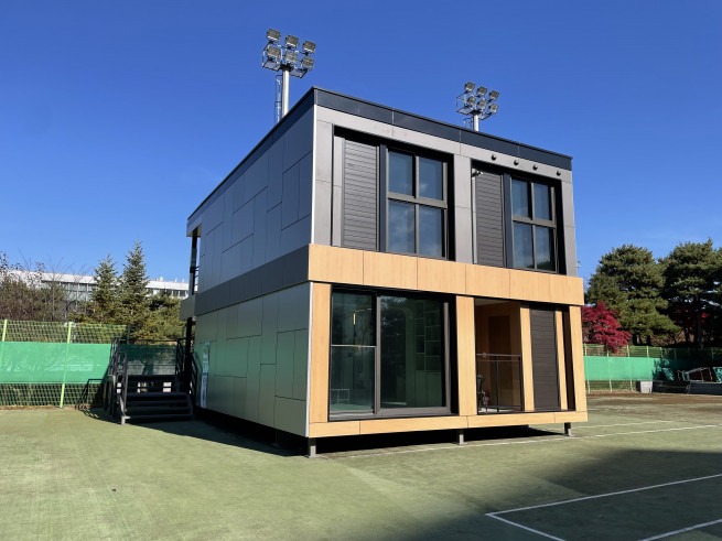 ▲GS건설 용인기술연구소에 설치된 철골모듈러 목업(Mook-up) 외부 사진 (사진제공=GS건설)