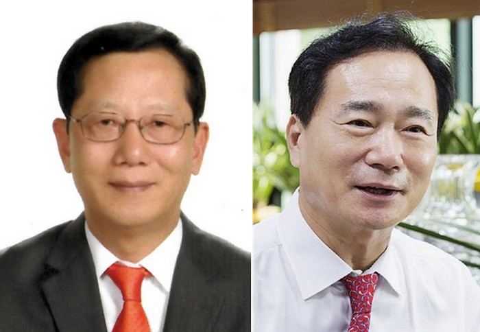 ▲(왼쪽부터) 최강진 삼정엘리베이터 대표이사, 최철호 동양전자공업 대표이사. (사진제공=중소기업중앙회)