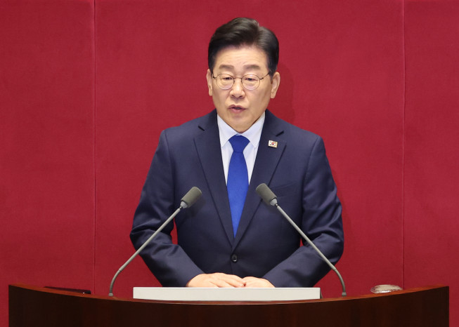 ▲민주당 이재명 대표가 19일 국회에서 교섭단체 대표연설을 하고 있다. (연합뉴스)