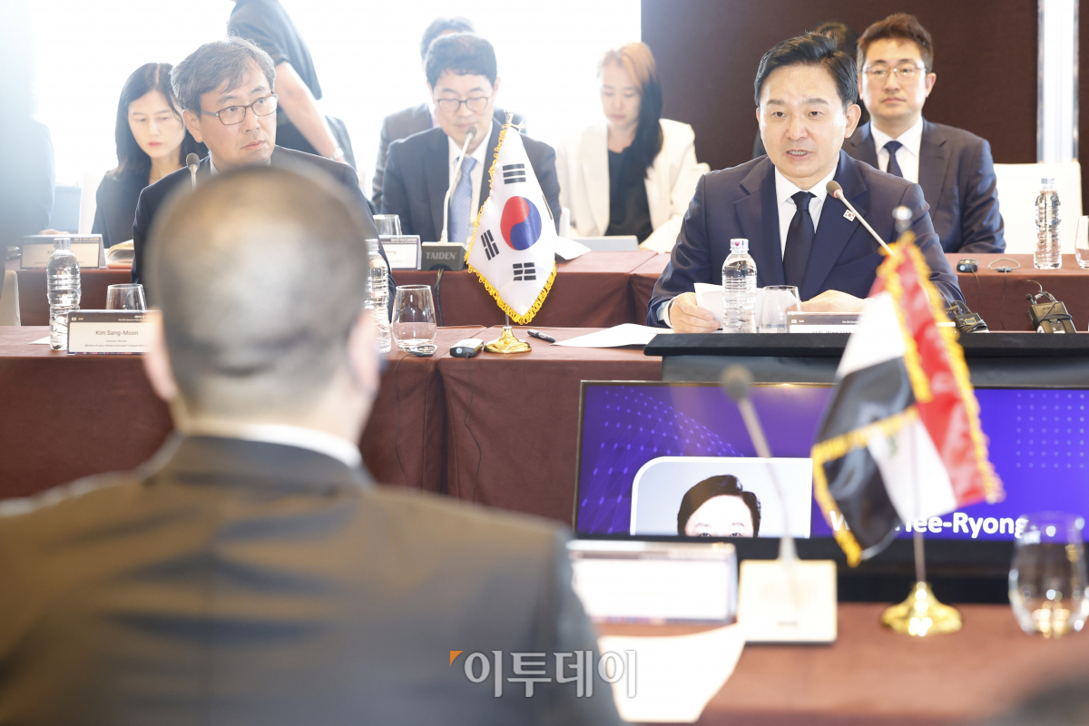 ▲원희룡 국토교통부장관이 21일 오후 서울 용산구 그랜드 하얏트 호텔에서 열린 '제9차 한-이라크 공동위원회 본회의'에서 모두발언을 하고 있다. 조현호 기자 hyunho@