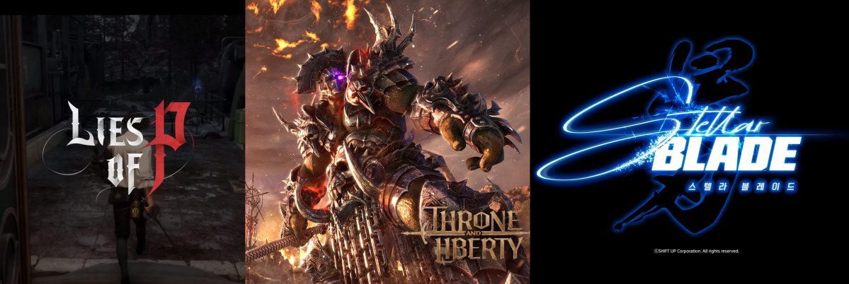 ▲올해 하반기에는 확률형 아이템과 모바일 MMORPG를 벗어나 새로운 시도를 게임이 출시를 앞두고 있다. (왼쪽부터)네오위즈의 'P의거짓', 엔씨소프트의 '쓰론앤리버티(TL)', 시프트업의 '스텔라 블레이드(프로젝트 이브)'. (출처=각사)