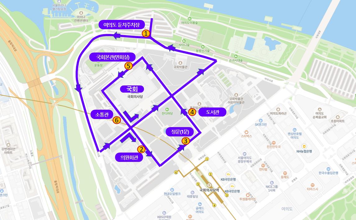 ▲국회 내 자율주행순환버스 운행 구간. (자료제공=서울시)