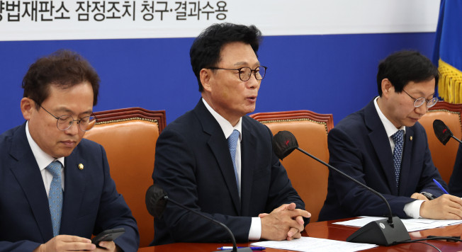 ▲더불어민주당 박광온 원내대표가 6일 오전 서울 여의도 국회에서 열린 정책조정회의에서 발언하고 있다.  (연합뉴스)