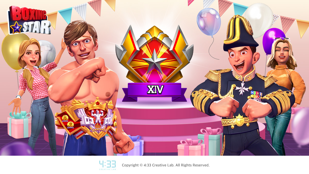 ▲네시삼십삼분이 글로벌 서비스 중인 모바일 스포츠 게임 ‘복싱스타’의 서비스 5주년을 기념해 신규 ‘리그 14’를 추가하고 다양한 게임 내 이벤트를 진행한다. (사진제공=네시삼십삼분)