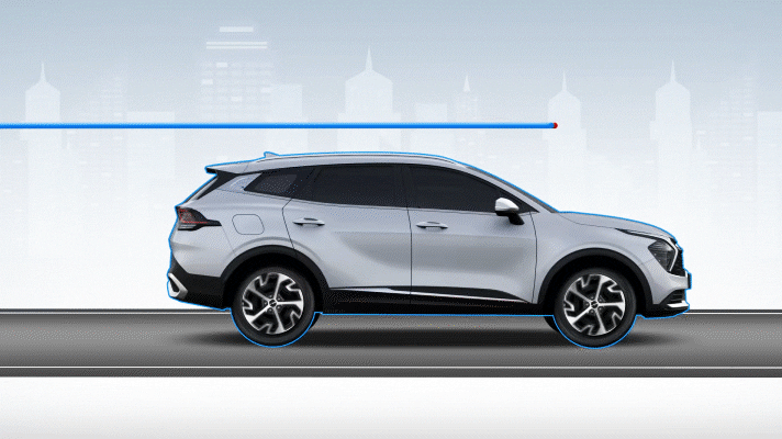 ▲기아 스포티지 하이브리드의 e-라이드 시스템. 전기모터의 감속과 가속을 스스로 조절해 과속 방지턱을 부드럽게 넘어갈 수 있다. 앞뒤로 차가 움직이는 '피칭 현상'을 크게 줄여 승차감이 향상된다.  (출처=현대차그룹)