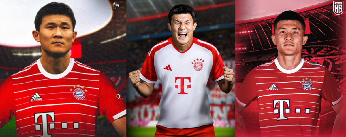 ▲김민재 선수의 뮌헨 이적이 확정된 것은 아니지만, 국내외 축구팬들은 이미 온라인 상에서 뮌헨 유니폼에 김민재 선수를 합성한 이미지를 만들어내고 있다. (출처=온라인 커뮤니티)