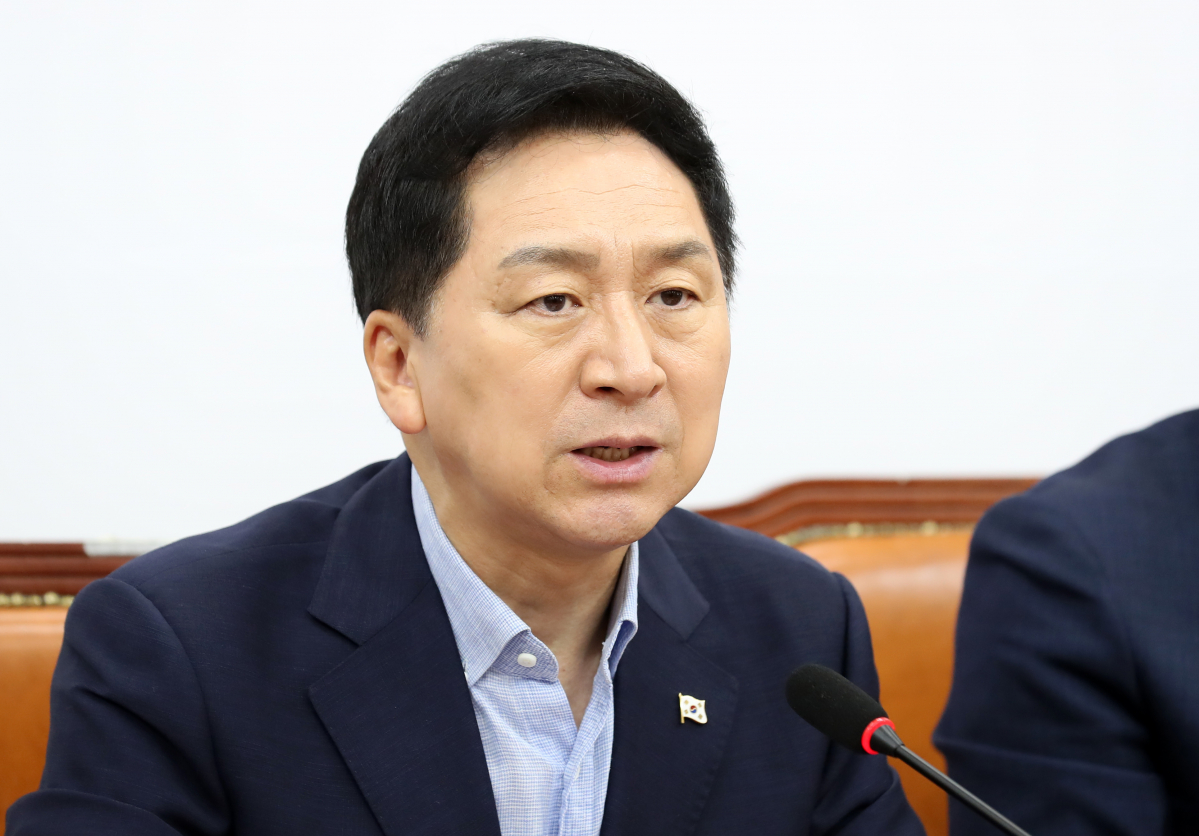▲김기현 국민의힘 대표가 6일 오전 서울 여의도 국회에서 열린 최고위원회의에서 발언을 하고 있다. (뉴시스)