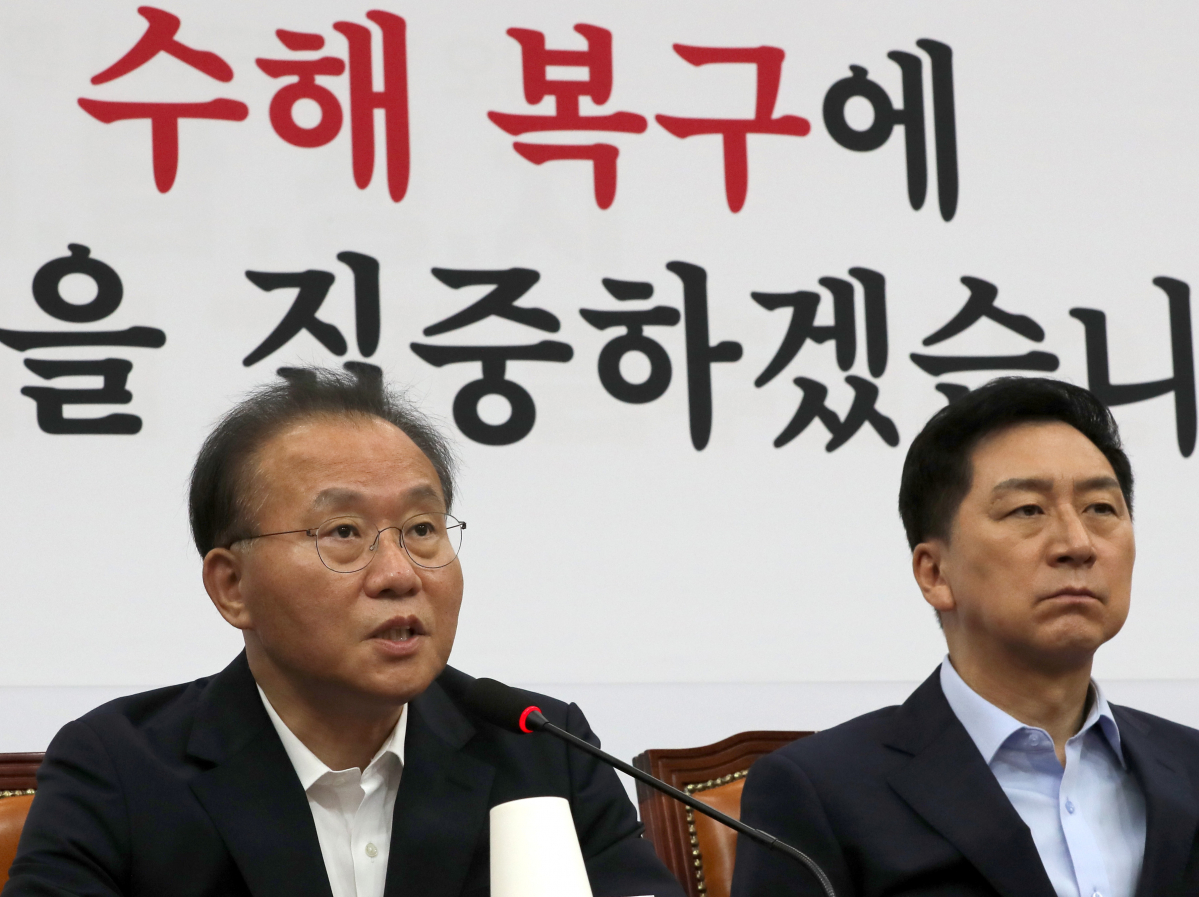 ▲윤재옥 국민의힘 원내대표가 18일 오전 서울 여의도 국회에서 열린 최고위원회의에서 발언하고 있다.  (뉴시스)