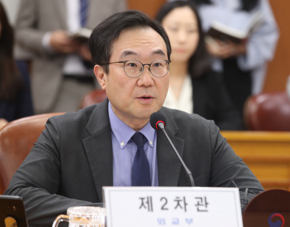 ▲이도훈 외교부 2차관이 5월 3일 서울 종로구 외교부에서 열린 무상원조관계기관협의회에 참석해 발언하고 있다. (뉴시스)