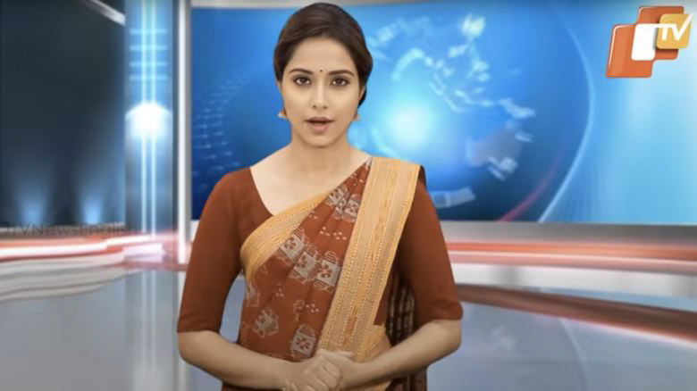 ▲인도 오디샤TV가 선보인 인공지능(AI) 앵커 리사. 출처 오디샤TV 동영상 캡처