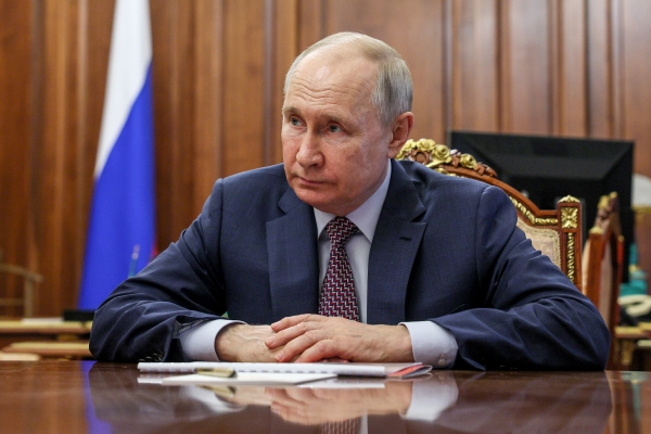 ▲블라디미르 푸틴 러시아 대통령이 지난달 30일 회의를 열고 있다. 모스크바/타스연합뉴스

