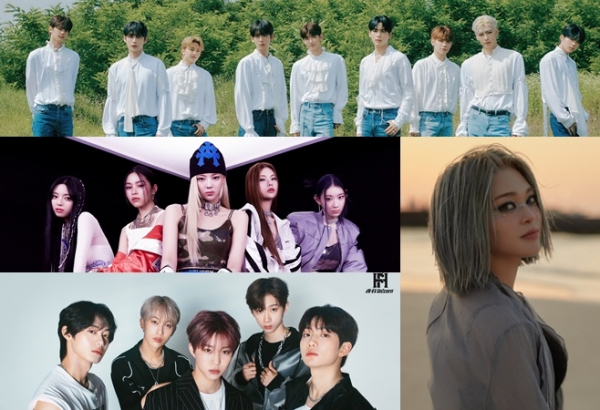 ▲있지·알렉사·제로베이스원·하이파이유니콘(사진제공=각 소속사)