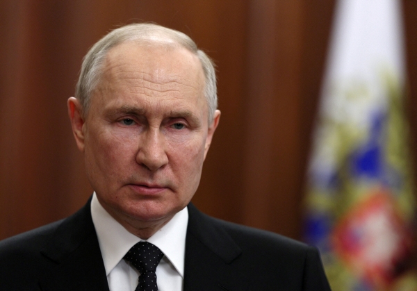 ▲블라디미르 푸틴 러시아 대통령이 6월 24일 수도 모스크바에서 연설을 하고 있다. 모스크바/로이터연합뉴스
