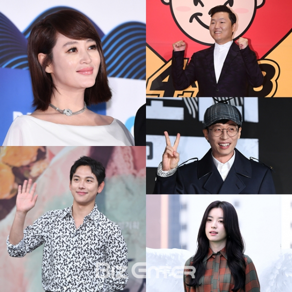 ▲김혜수(왼쪽 위부터 시계방향), 싸이, 유재석, 한효주, 임시완(비즈엔터DB)