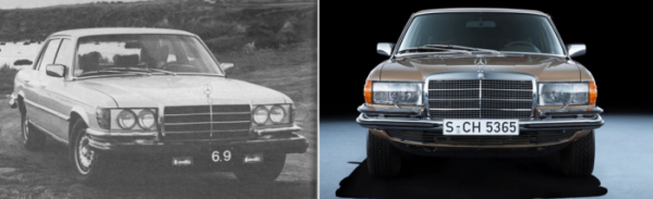 ▲전조등이 원형으로 제한되다 보니 미국 수출형 자동차도 모두 동그란 전조등을 달아야 했다. 사진 왼쪽이 1970년대 미국 수출형 벤츠 S-클래스(SEL W161), 오른쪽은 같은 모델의 독일 내수형 버전.  (출처=다임러미디어, MB뮤지엄)